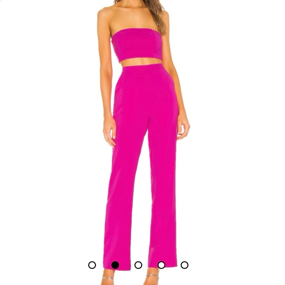 NBD REVOLVE Topaz Bandeau Top Pants Magenta Pink Neon Matching Set Jumpsuit XS